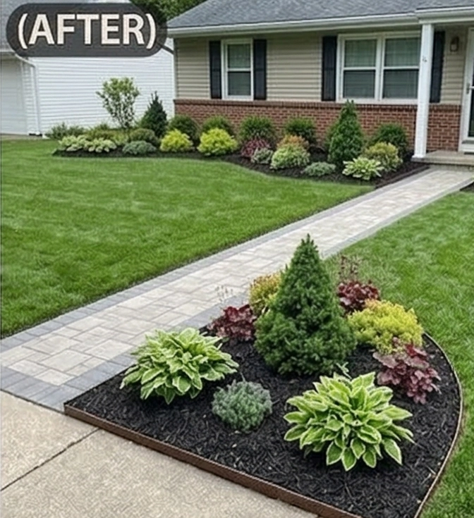 Beautiful landscaped yard after professional install