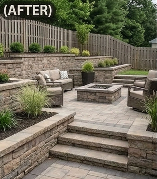 Backyard after landscaping — clean and finished